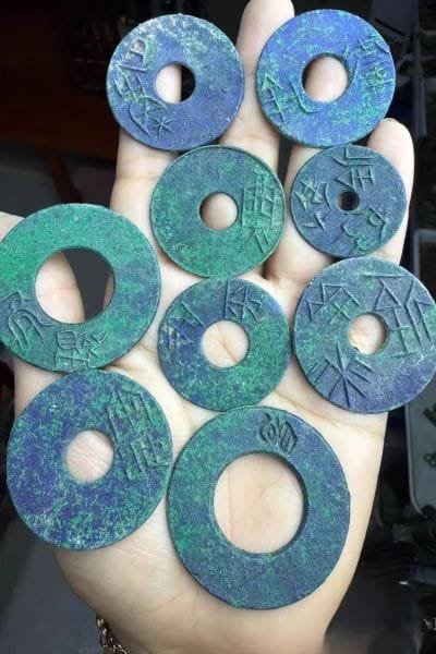 Solid brass round ring coin replica, Warring States circular ancient currency craft for collection & vintage home decor