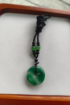 Natural African green jade peace buckle pendant chinese retro jewelry for daily wear and hand playing